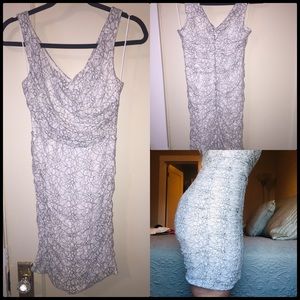 Express white and black lace ruched dress